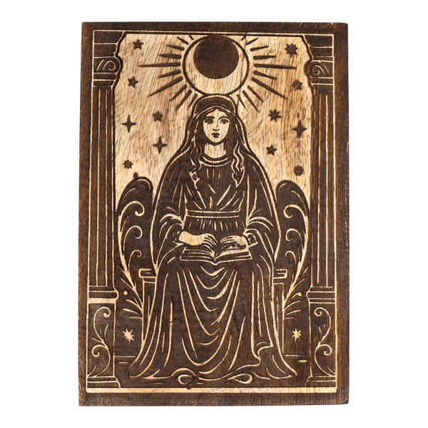 Tarotdoos Mangohout Zwart De Priesteres 17,5x12,5x6,5 cm