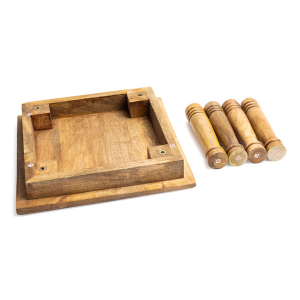 Altaartafeltje Mangohout Vierkant Levensboom Motief 30x30x23 cm Whitewash