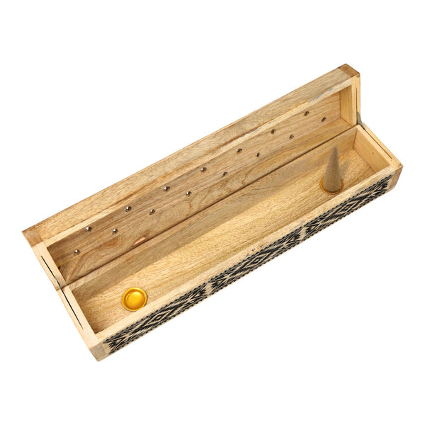 Wierookbrander Kistje Mangohout Tribal 31x6x5 cm