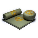 Meditatie Set Levensboom Biologisch Katoen Groen/Goud 65x65x5 cm