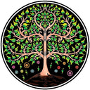 Strandlaken Tree of Life Katoen Zwart