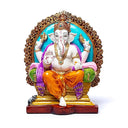 Ganesha Beeldje Op Troon Uit Kunsthars 28x23cm