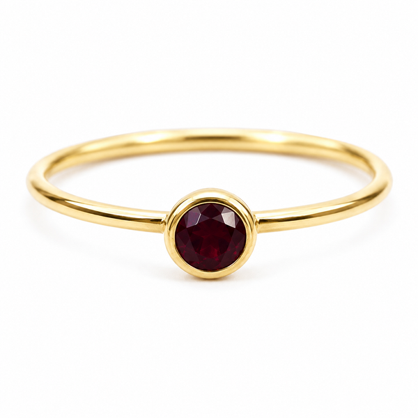 Geboortesteen Ring Robijn Juli - 925 Zilver Verguld (Maat 17)
