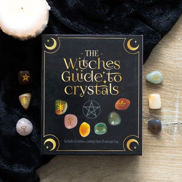 Cadeauset De Heksen Gids Voor Kristallen Met 6 Tumblestones En Fluwelen Zakje