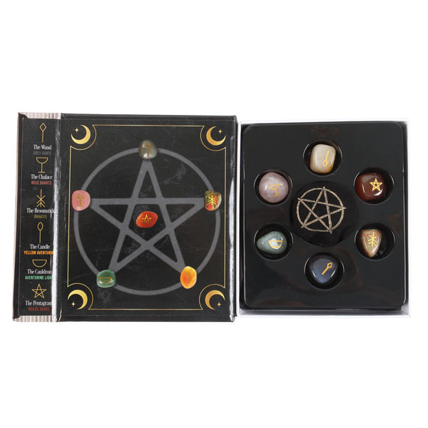 Cadeauset De Heksen Gids Voor Kristallen Met 6 Tumblestones En Fluwelen Zakje