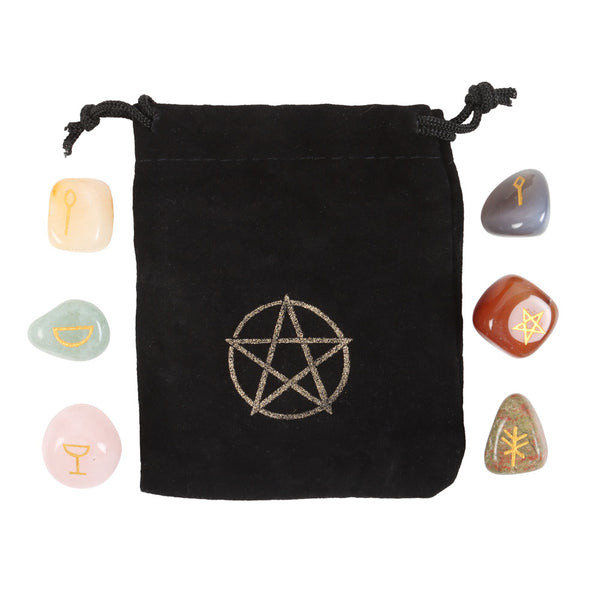 Cadeauset De Heksen Gids Voor Kristallen Met 6 Tumblestones En Fluwelen Zakje