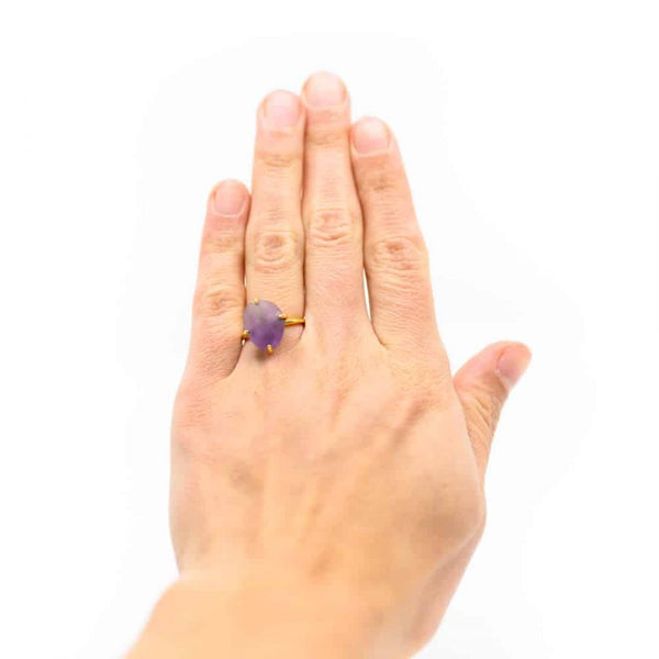 Amethist Edelsteen Ring 925 Zilver &amp; Verguld "Perception"