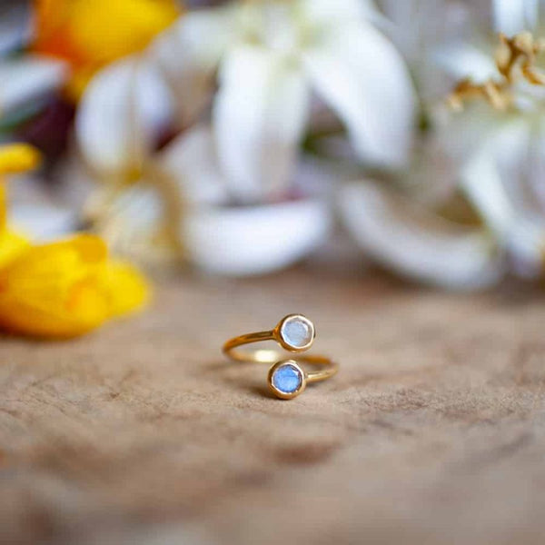 Edelsteen Ring Labradoriet - 925 Zilver &amp; Verguld