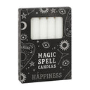 Set Van 12 Witte Spreukaarsen Happiness