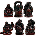 Set Van 6 Rode Geluksboeddha's Polystone 5 cm