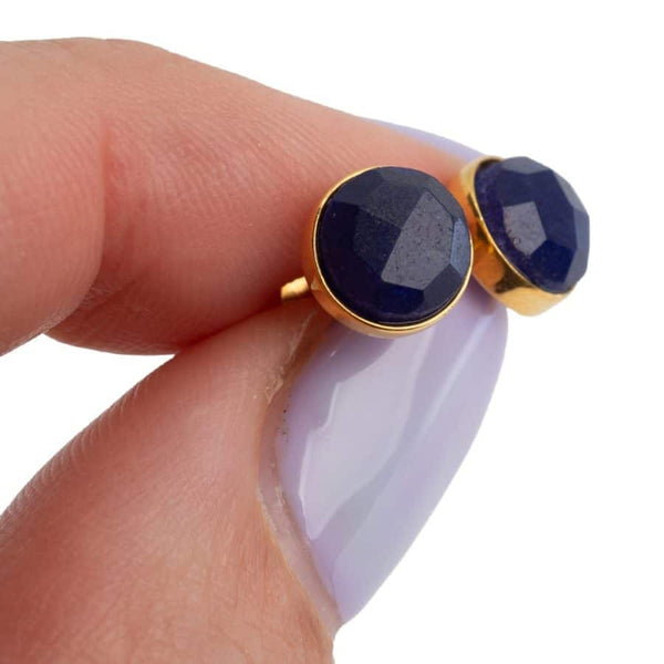 Geboortesteen Oorstekers September Saffier Facet - 925 Zilver &amp;Verguld