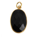 Edelsteen Hanger Facet Ovaal Kracht - Zwarte Onyx - 925 Zilver & Verguld (20 mm)
