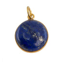 Edelsteen Hanger Rond Vriendschap – Lapis Lazuli – 925 Zilver & Verguld (15 mm)