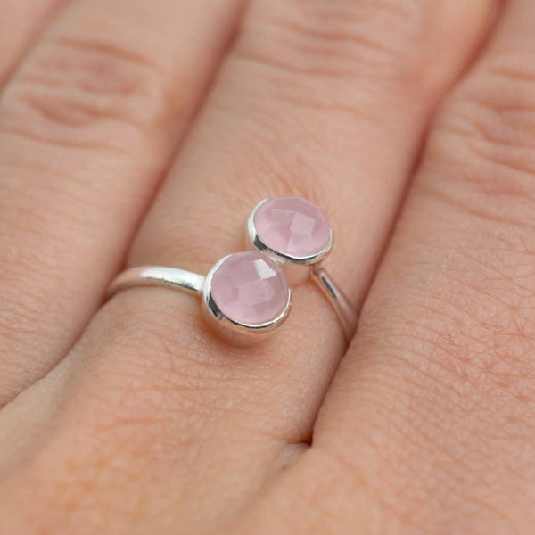 Geboortesteen Ring Rozenkwarts Oktober - 925 Zilver - Verstelbaar