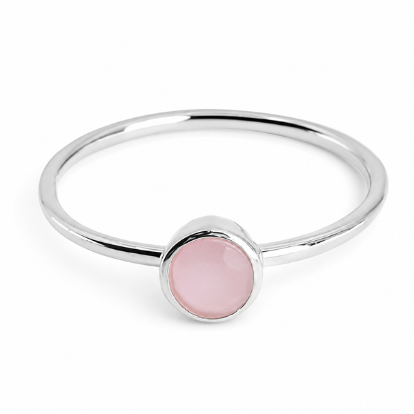 Geboortesteen Ring Rozenkwarts Oktober - 925 Zilver - Zilverkleurig (Maat 17)