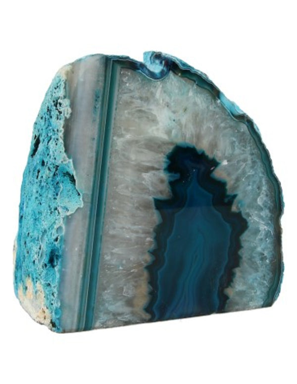 Waxinelichthouder Edelsteen Agaat Blauw (ca 8-9 cm hoog)