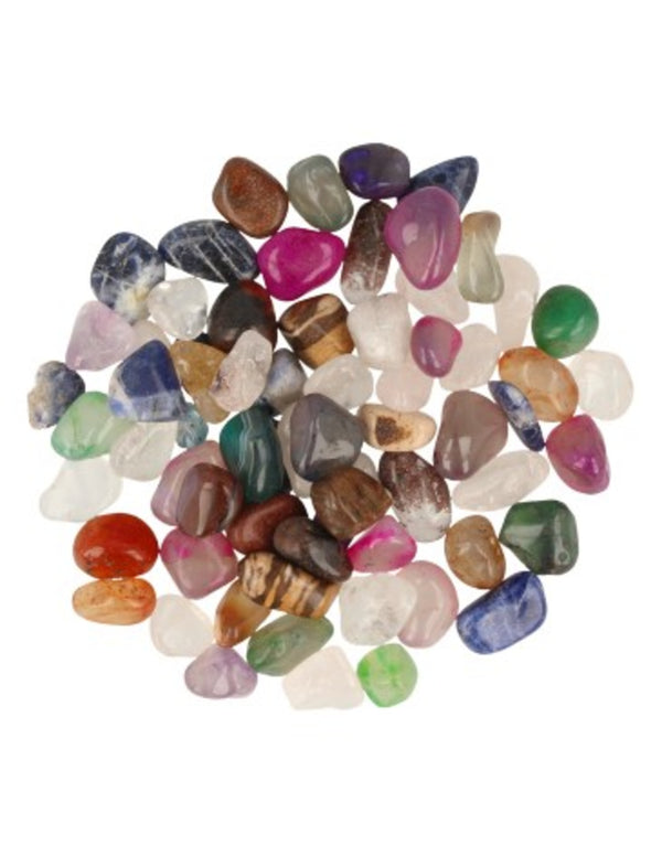 Agaat mix 100 gr. trommelstenen (bijgekleurd) (mt2)