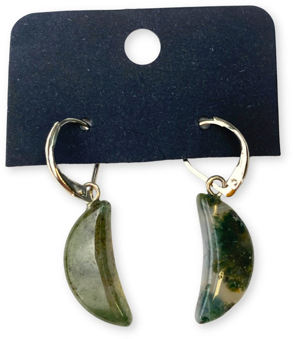Agaat Mos Maan oorbellen - fashion jewelry