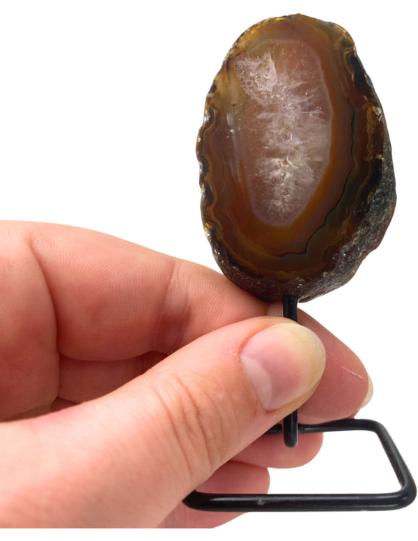 Agaat op voet mini nr 16 uit Brazilië kleurrijk en uniek