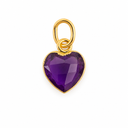 Edelsteen Hanger Amethist Hartje  - 925 Zilver & Verguld - 10 mm