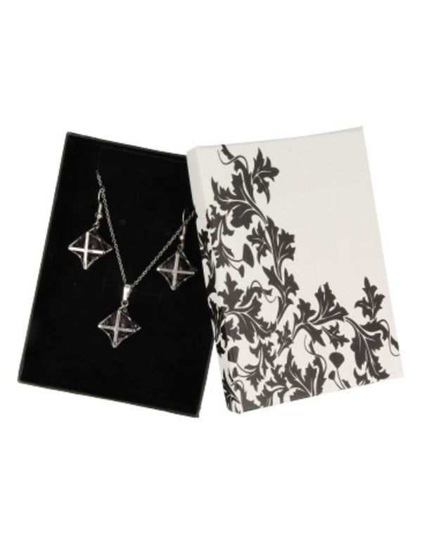 Edelsteen Amethist Oorbellen en Hanger Set Merkabah