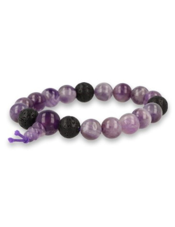 Edelsteen Armband Amethist Powerbead met Lavastenen (19 cm)