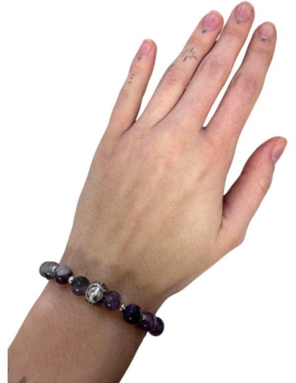 Amethist Sterrenbeeld Vissen Armband 16 cm 8 mm Kralen Elastiek