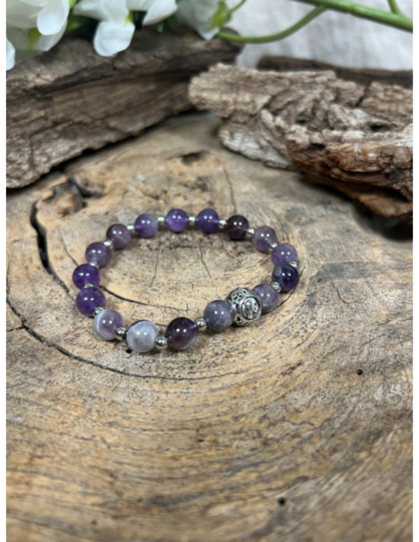 Amethist Sterrenbeeld Vissen Armband 16 cm 8 mm Kralen Elastiek
