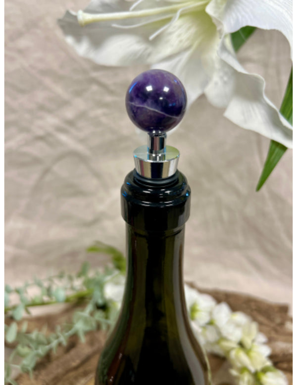 Amethist Edelsteen Bol Wijnstopper Uniek 25 mm