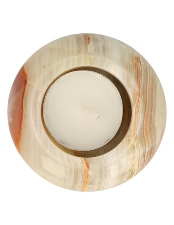 Waxinelichthouder Edelsteen Argoniet Wit Rond (ca. 7.5 cm)