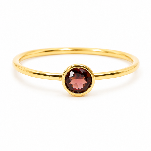 Geboortesteen Ring Granaat Januari - 925 Zilver Verguld (Maat 17)