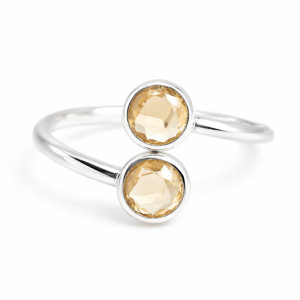 Geboortesteen Ring Citrien November - 925 Zilver - Zilverkleurig