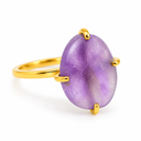 Amethist Edelsteen Ring 925 Zilver &amp; Verguld "Perception"