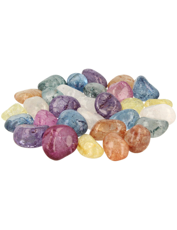 Bergkristal crackle mix 500 gr. trommelstenen (gekleurd) (mt3)