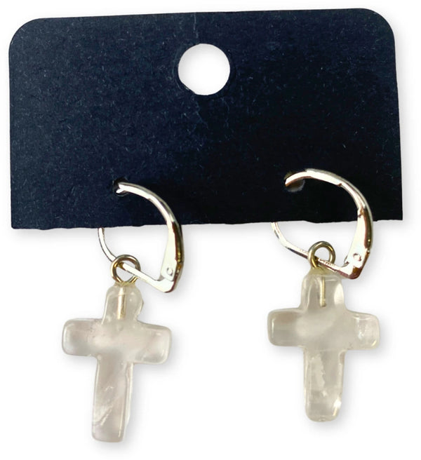Bergkristal kruis oorbellen - fashion jewelry