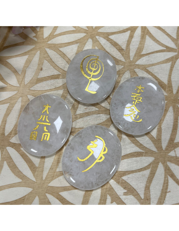 Bergkristal reiki set vier symbolen Cho ku rei Sei he ki Dai koo myo Hon sha ze shon nen