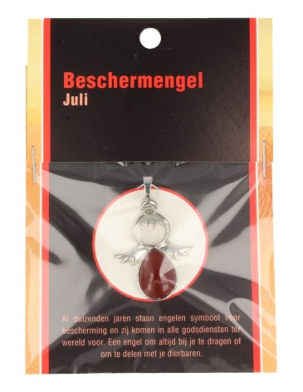 Beschermengel hanger Juli Carneool zilverkleurig zonder ketting