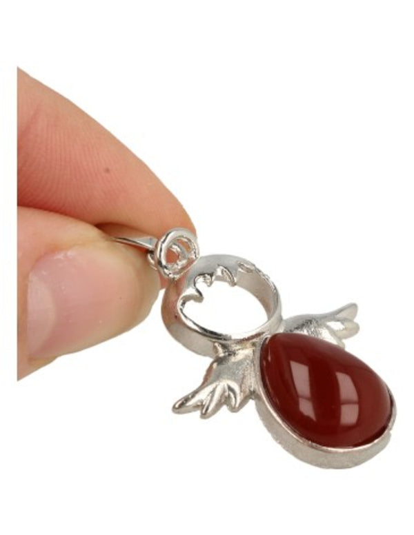 Beschermengel hanger Juli Carneool zilverkleurig zonder ketting
