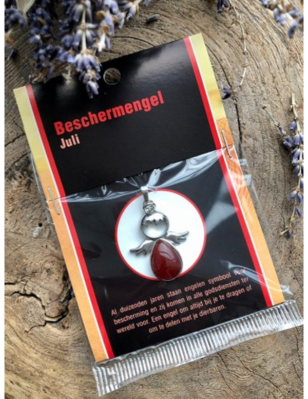 Beschermengel hanger Juli Carneool zilverkleurig zonder ketting