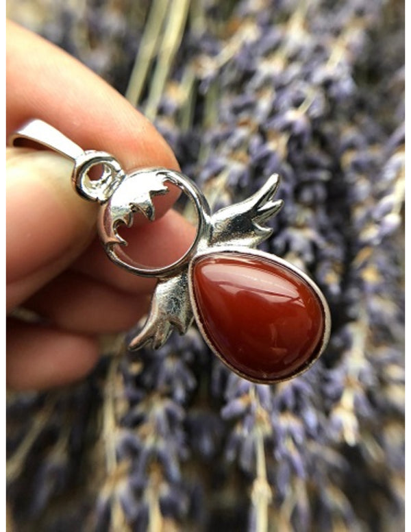 Beschermengel hanger Juli Carneool zilverkleurig zonder ketting