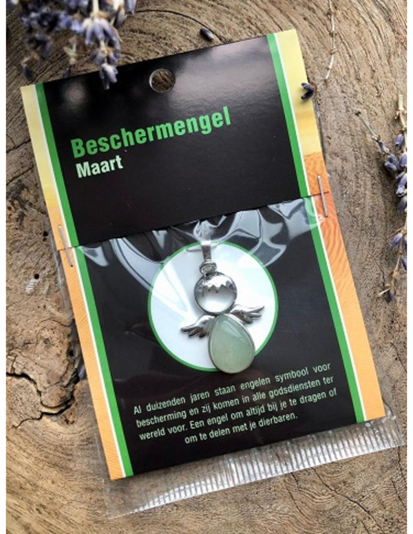 Beschermengel hanger Maart Aventurijn groen zonder ketting