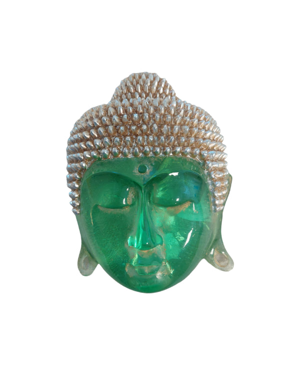Boeddha masker transparant groen 14cm DS8