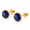 Geboortesteen Oorstekers September Saffier Facet - 925 Zilver &amp;Verguld