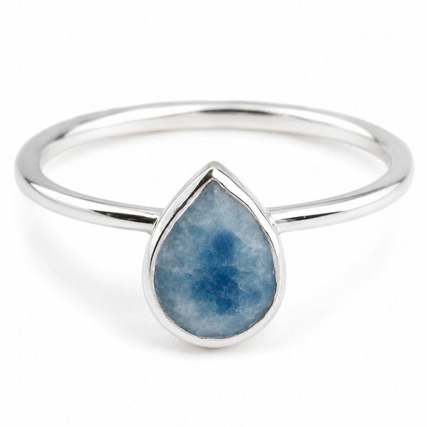 Edelsteen Ring Saffier (gekleurd) - 925 Zilver - Peervorm (Maat 17)