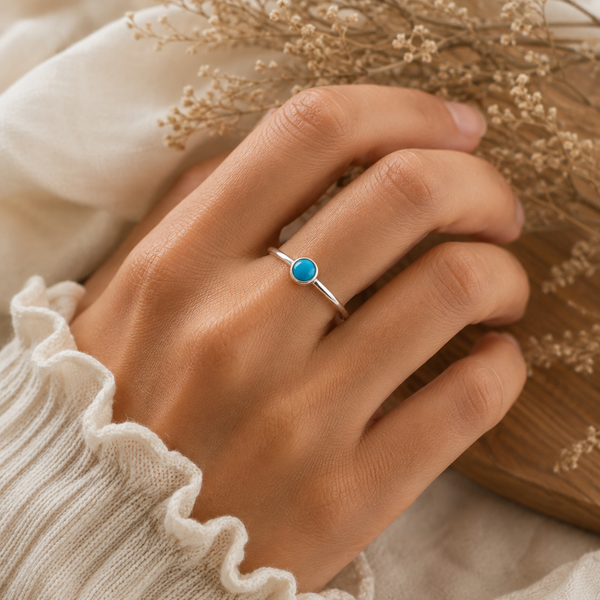 Geboortesteen Ring Turkoois December - 925 Zilver - Zilverkleurig (Maat 17)