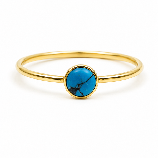 Geboortesteen Ring Turkoois December - 925 Zilver Verguld (Maat 17)