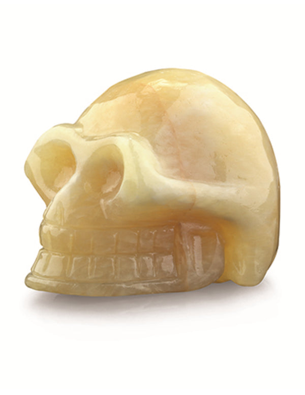 Calciet geel edelsteen schedel klein