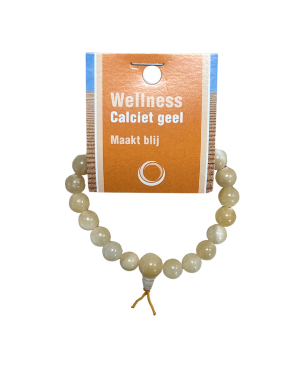 Calciet geel powerbead armband + kaart