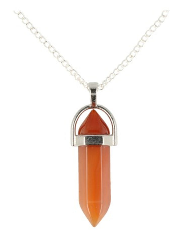 Dubbeleinder Carneool hanger zilverkleurig zonder ketting