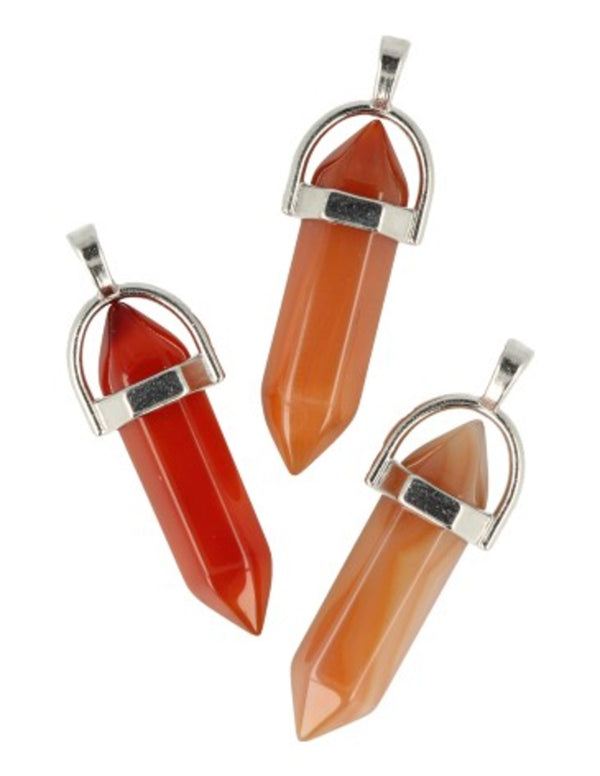 Dubbeleinder Carneool hanger zilverkleurig zonder ketting